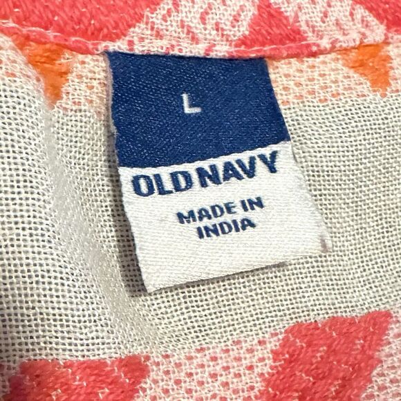 Old Navy Western Short Sleeve Textured V-Neck Tunic Size L Navajo Pink Orange - Picture 6 of 7